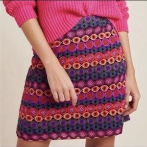 Women's Anthropologie Hutch Willem Lace Skirt 6 Black Neon Orange Purple